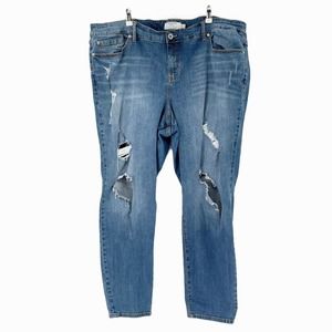 Torrid‎ Denim Distressed Skinny Jeans Sz 28 Blue High Waisted Stretch Pockets
